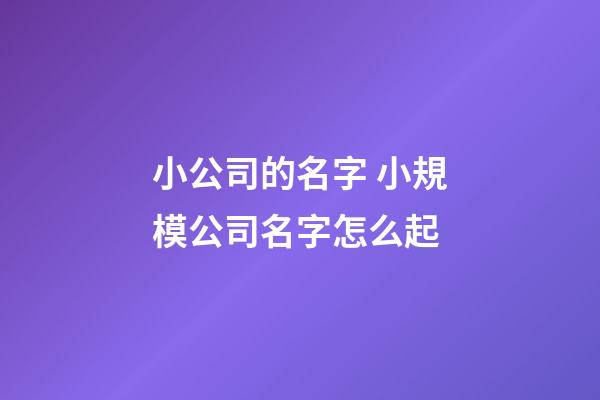 小公司的名字 小規模公司名字怎么起-第1張-公司起名-玄機派
